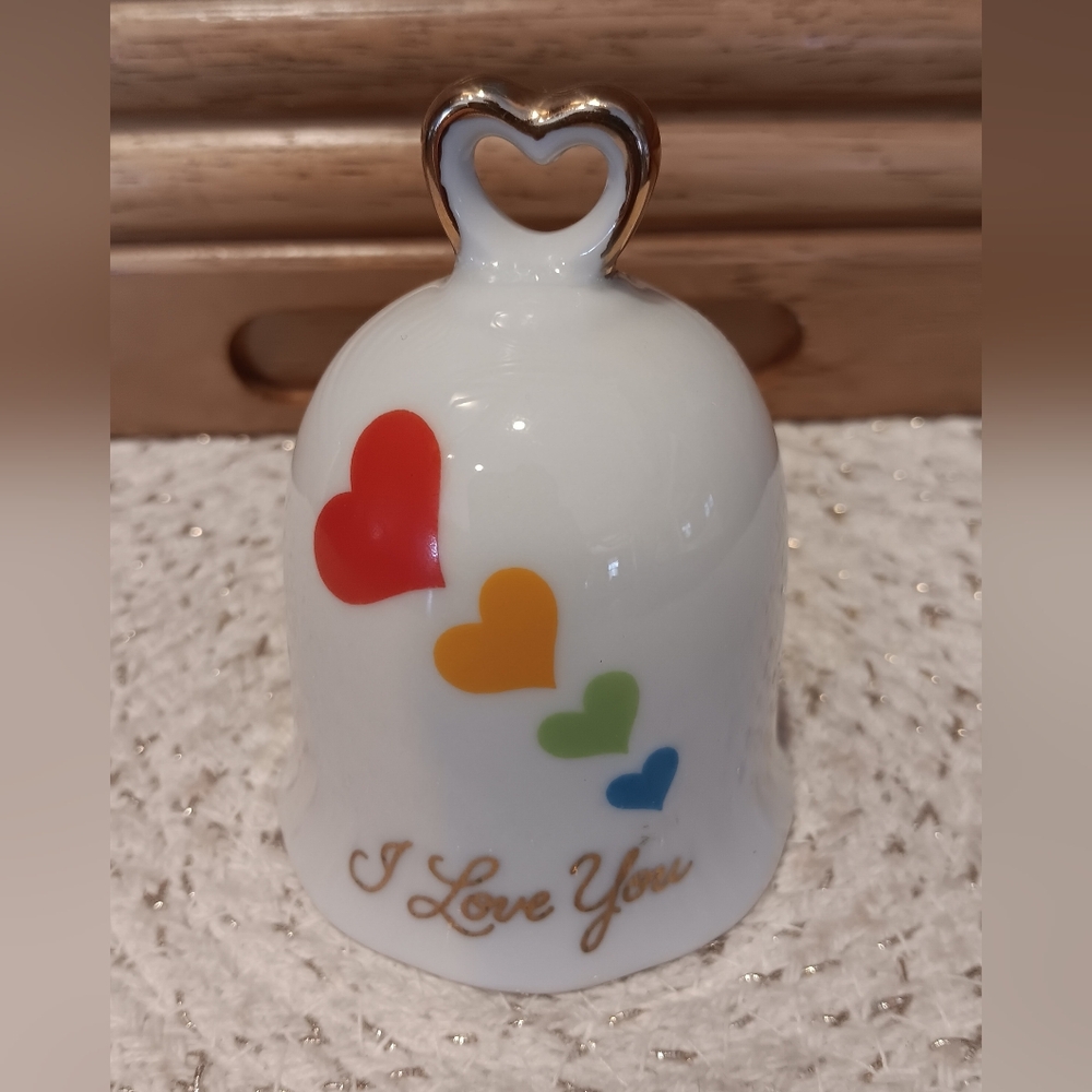 Vintage 1980's I LOVE YOU Porcelain Bell by Designers Collection. 3 1/2" H